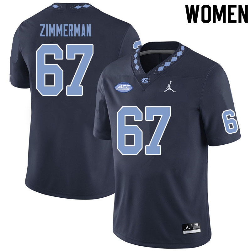 Women #67 Trey Zimmerman North Carolina Tar Heels College Football Jerseys Sale-Black